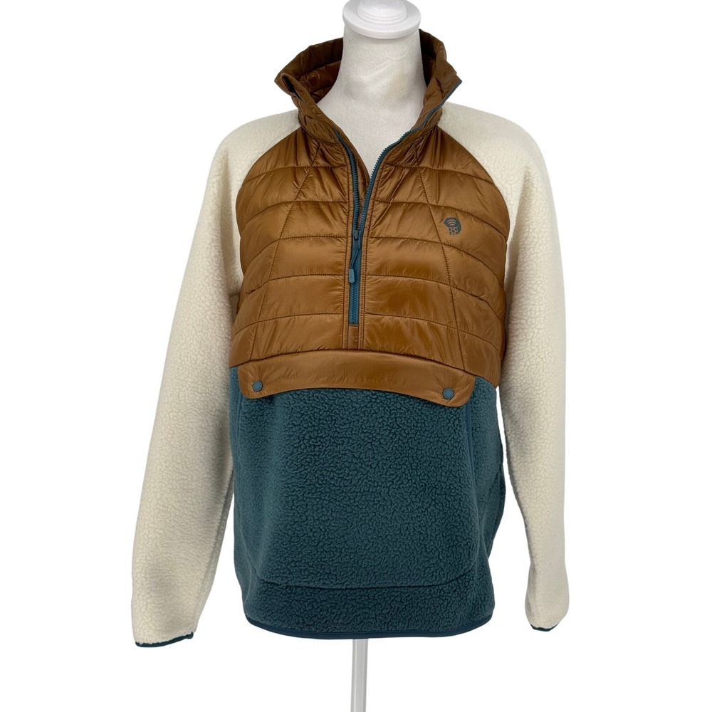 Mountain Hardwear Colorblock Hybrid Fleece Pullover Jacket Women's Sz L Outdoors